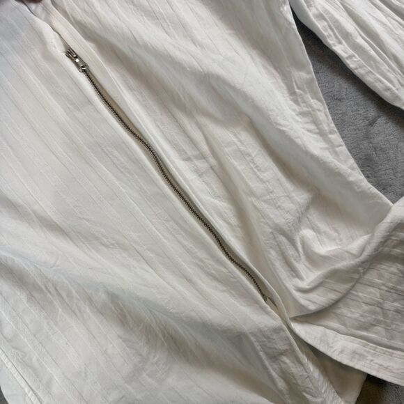 Teddy Stratford Men's M White Hidden Zip + Button Up Shirt Long Sleeve Slim Fit - Picture 8 of 9